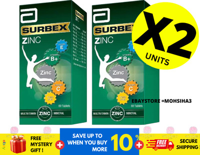 Surbex Zinc High Strength Vitamin B with Zinc Anti-Stress 60's X 2 UNITS