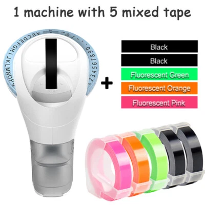 RUBBERMAID DYMO Omega Präge-Beschriftungsgerät +5 x Schriftband 9mm Embossing Label Maker