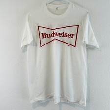 Vtg XL Budweiser T-Shirt Nothing Beats A Bud At Boone County Raceway White