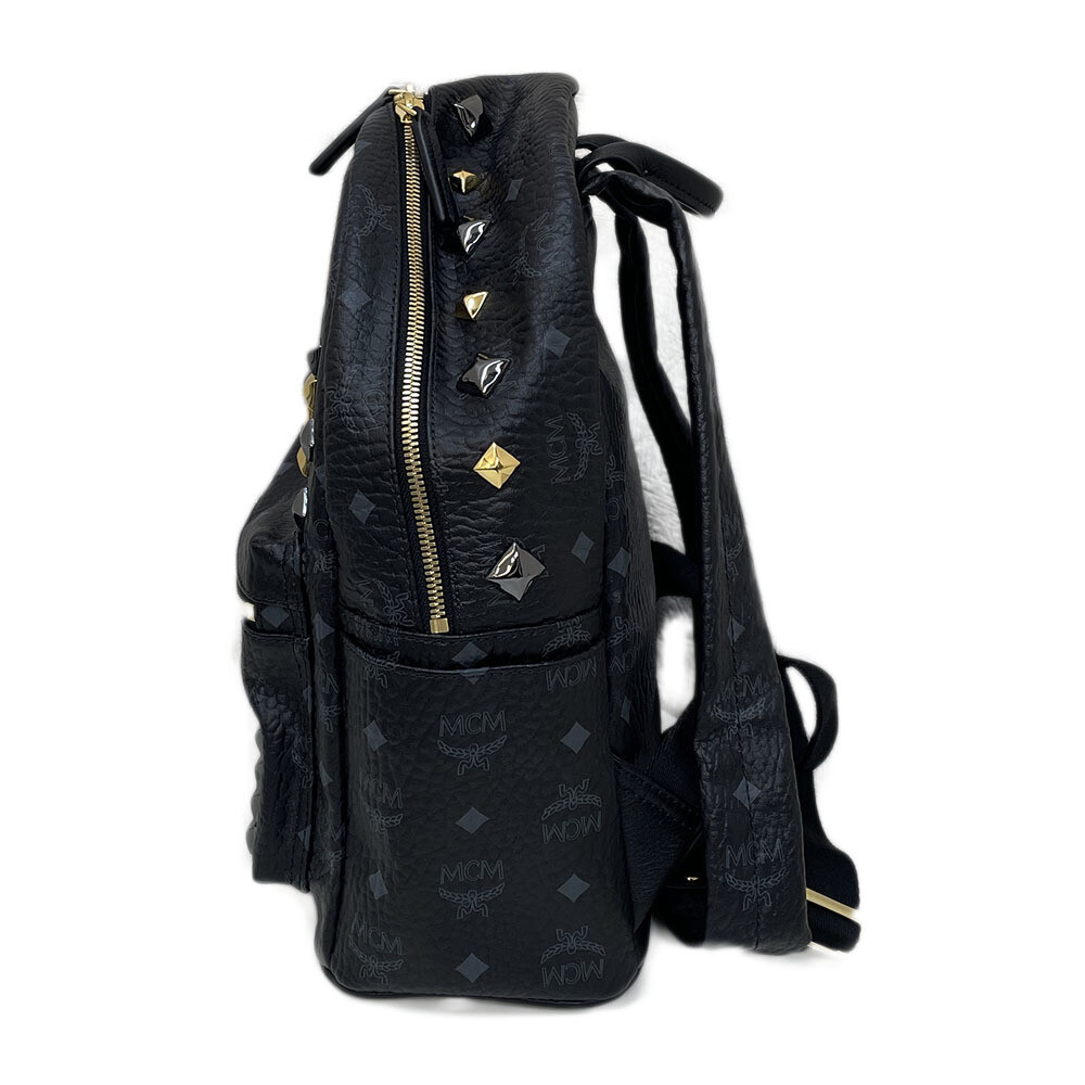 MCM Stark Side Stud Silver x Gold Hardware Backpack Rucksack Black
