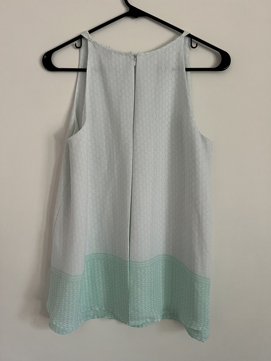 Zac \u0026 Rachel Sleeveless Tank Top Size Small White Green Front Flowy Layered  | eBay