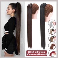 32'' Real Thick Human Hair Ponytail Extensions Wrap Around Pony tail Extra Long