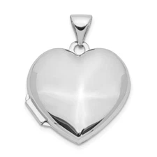 14k White Gold Domed Heart Locket Perfect Gift for Her