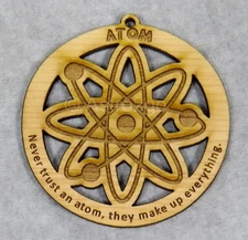 ATOM--Electrons Chemistry Nuclear Physics Science Nestled Pines wooden ornament