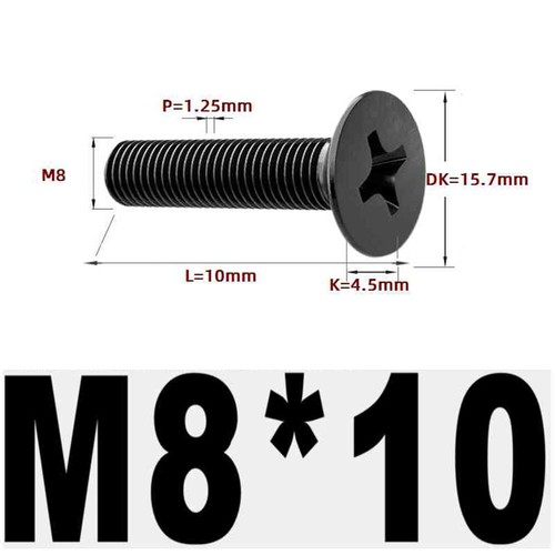 Black 304 Stainless Steel Cross Countersunk Head Screws Flat Head Long Screws - Picture 166 of 202