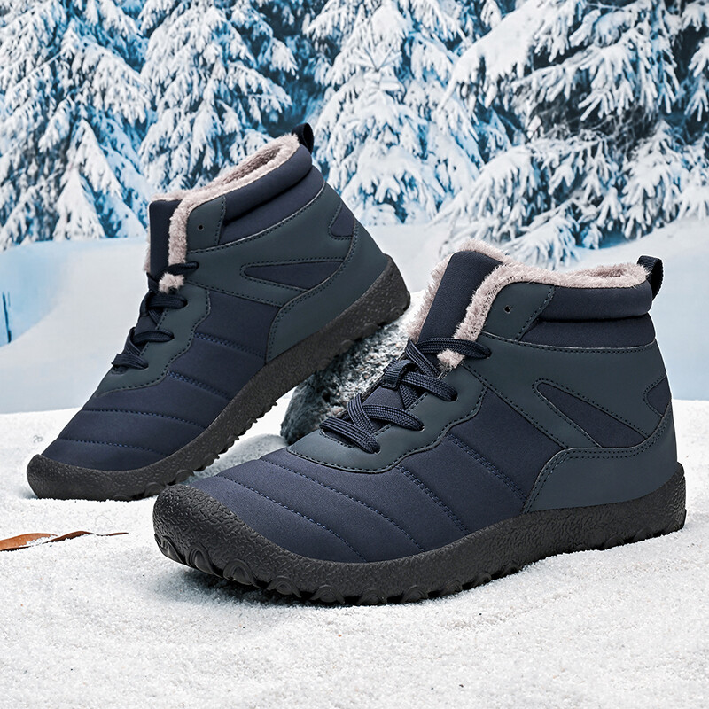 Mens Outdoor Warm Hiking Boots Winter Waterproof Snow Sneakers
