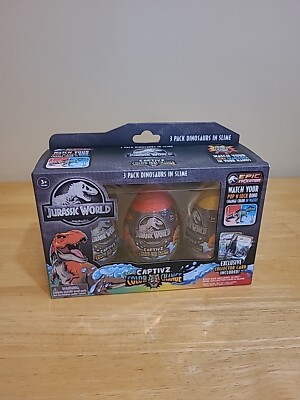 Jurassic World Captivz Eggs Color Change 3 Pack Dinosaurs In Slime-NEW sealed