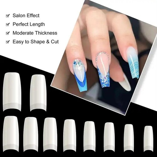 500 sztuk Sztuczna akrylowa końcówka do paznokci Naturalny kolor Pełna pokrywa paznokci P4Y9 w magazynie - Zdjęcie 1 z 14