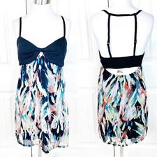 Guess Jeans Womens Black Multicolor Empire Waist Chiffon Dress Juniors Size 11