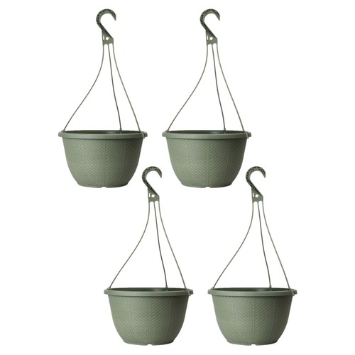 Round Plastic Green Hanging Basket 30cm Plant Pot 8L Home Garden Hook Planter - Picture 7 of 12