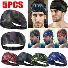 5Pcs Mens Women Sweat Sweatband Headband Yoga Gym Running Stretch Head Band