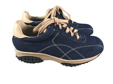 BNWOT Ladies Sz 6 Carrini Brand Blue Denim Tan Lace Up Casual Style Work Shoes