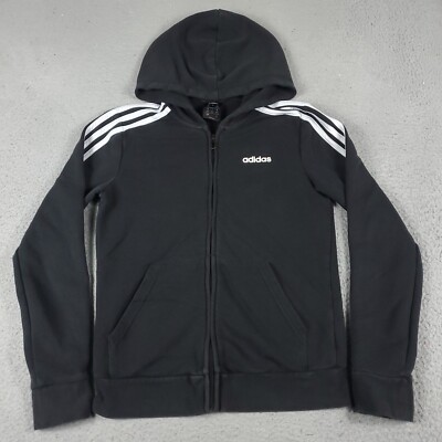 Adidas Sweater Womens Small Black Full Zip Up Hoodie Sweatshirt Ladies 