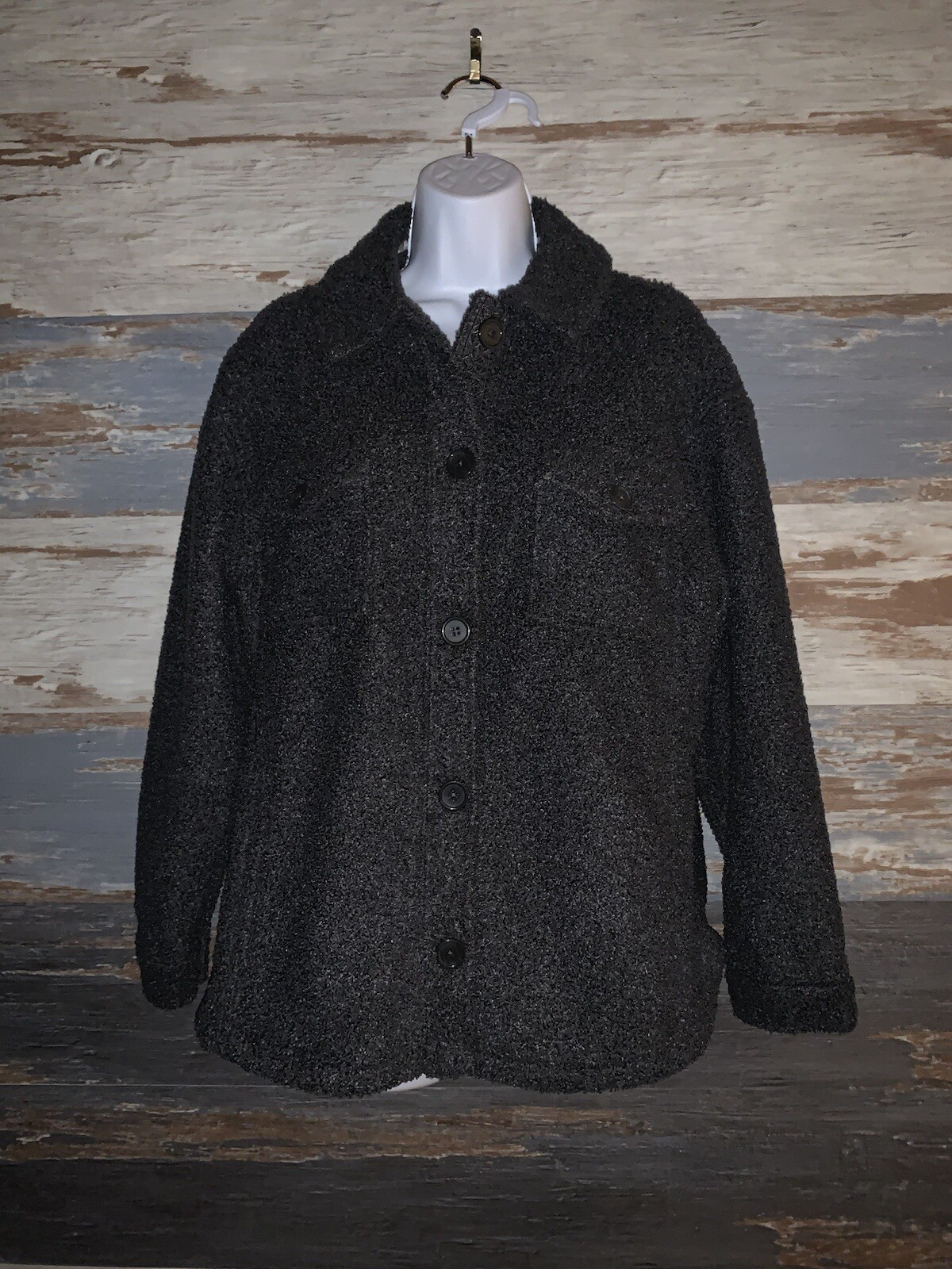 Carbon 2 Cobalt Women’s Charcoal Gray Fleece Jacket Coat Size Small S Medium