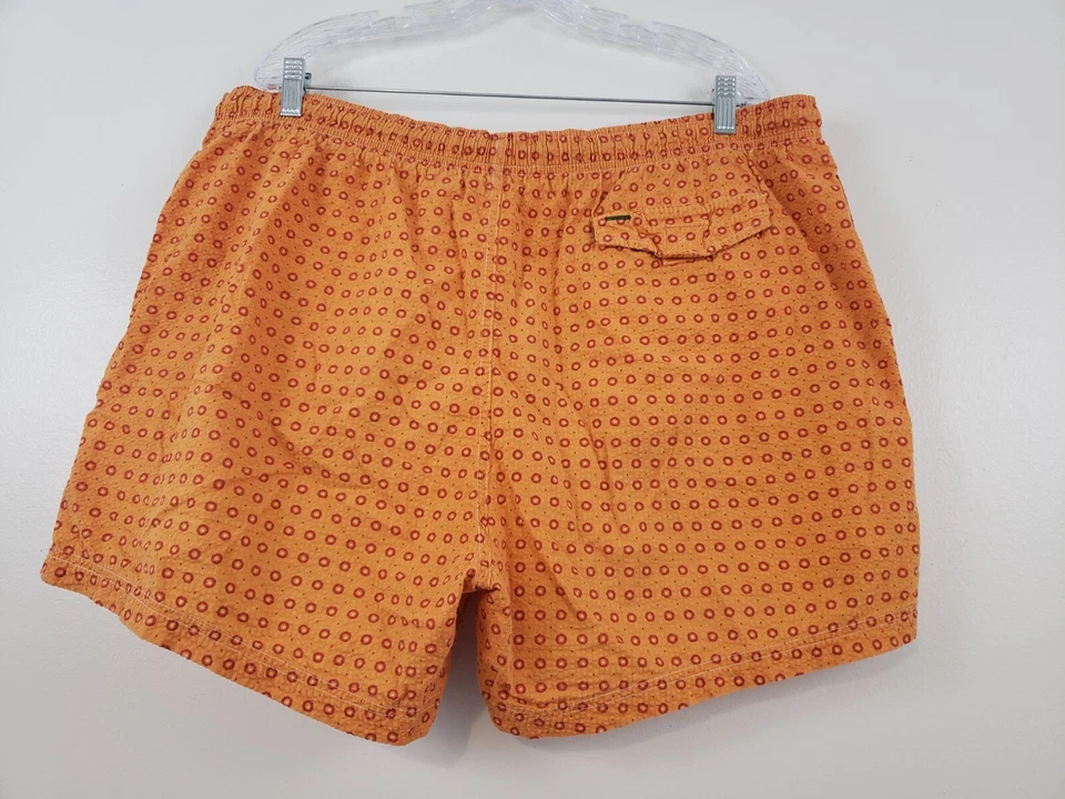 Y2K Tommy Hilfiger Swim Trunk Shorts Men's Size L Orange Seersucker Cotton Flag - Image 4 of 4