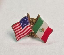 MEXICO and USA Crossed Friendship Flag Lapel Pin **MADE IN USA**