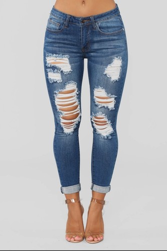 Neu Fashion Nova Damen Digging For Gold Distressed Jeans Größe 7