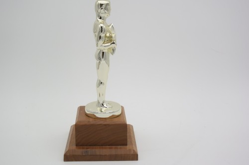 Vintage Oscar aussehende Work in Excellence Trophäe massiver Guss und Eiche schwer - Bild 4 von 5