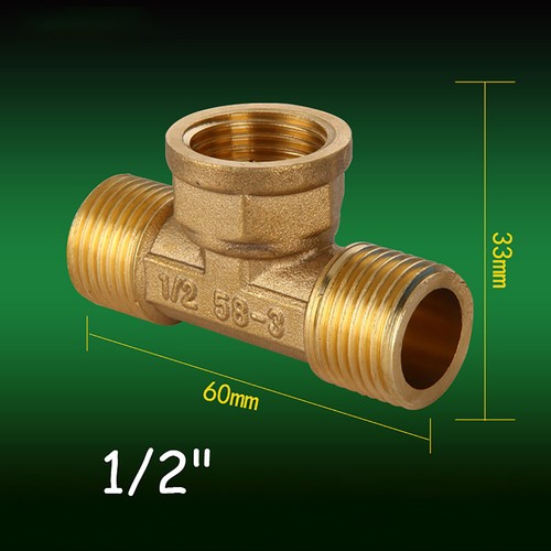1/2"Brass BSP Plumbing Fitting Adapter Male Female Tee Nipple,For Air,Water&Fuel - Picture 5 of 14