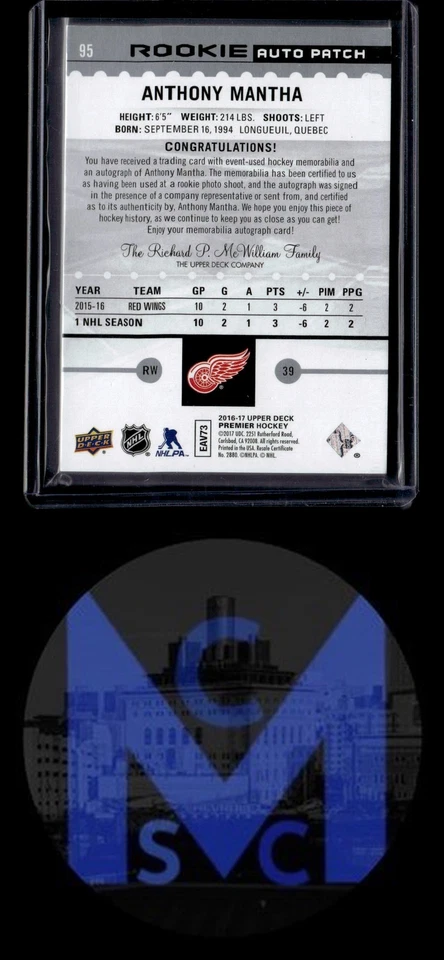 2016-17 Upper Deck Premier #95 Anthony Mantha #/299 - Image 2 of 2