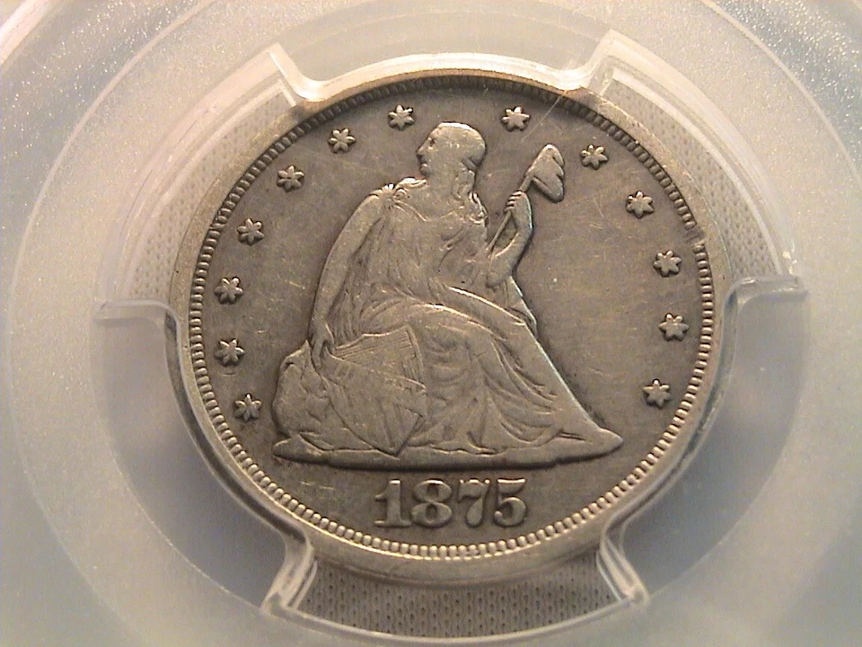 1875 S Twenty Cent Piece (Error on Holder) Not 25 Cents PCGS VF-Details - Image 2 of 3