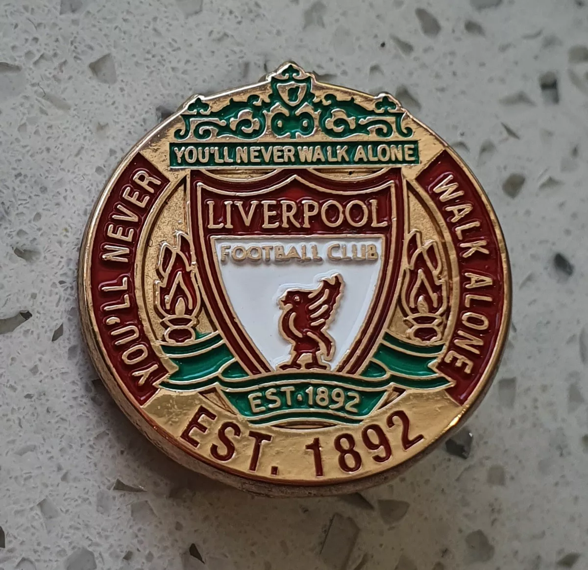 Liverpool FC Official Gold Round Pin Badge with Club Crest - Est. 1892 -  Larg