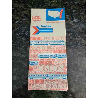 Amtrak Eastern Corridor Passenger Timetable Train Schedule September 10 1972 (H1