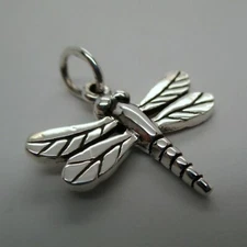 Sterling Silver or Hand-enameled DRAGONFLY Charm for Bracelet PENDANT Insect BUG