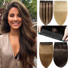 One Piece Thick Real Hair Extensions Clip In Human Hair Weft 3/4 Full Head Soft