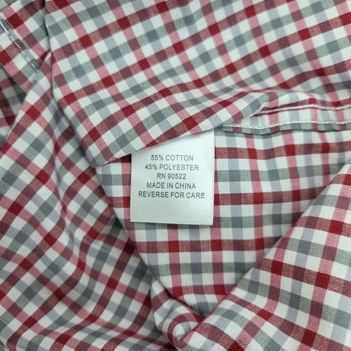 Oklahoma Sooners Gingham Plaid Button Down Shirt OU Patch Men M Red Short Sleeve - Picture 7 of 8