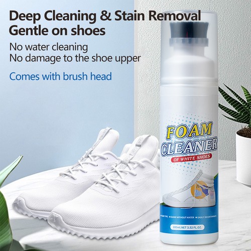 100ml Shoe Cleaner With Brush Head Sneaker Tennis Leather White Shoes Cleaning - Foto 3 di 10