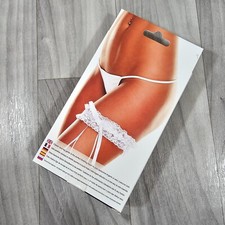 Ann Devine White Lace Bridal Leg Garter with Small Bow, One Size