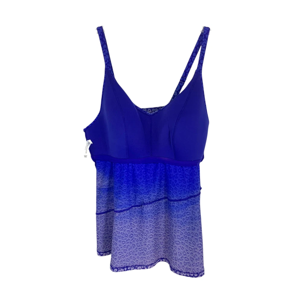 NUEVO Top Tankini de Natación Lane Bryant Talla 18 Niveles Azul Leopardo Ombre Volantes Nuevo sin Etiquetas Foto 4 de 4