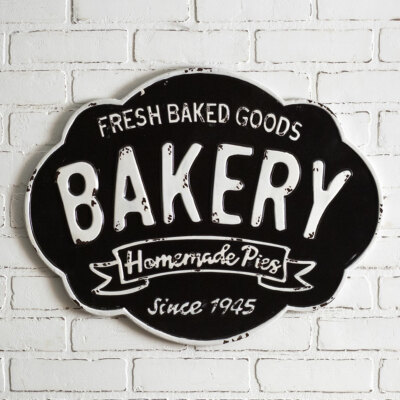 Bakery Fresh Baked Goods Homemade Pies EMbossed Rustic Metal Sign 23.5'' x 18''