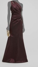  895 Rickie Freeman by Teri Jon Women's Red Metallic One-Shoulder Dress Sz 6