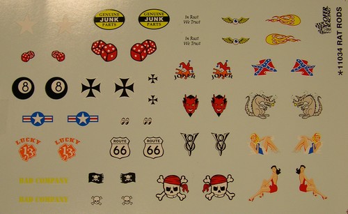 GOFER RACING RAT ROD ASSORTED DECAL SET FOR 1:24 AND 1:25 SCALE MODEL CARS