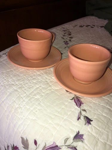 RETIRED 1986 ROSE PINK FIESTA CUP & SAUCER SET HOMER LAUGHLIN FIESTAWARE HLC