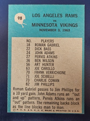 Tarjetas de fútbol americano Philadelphia 1964 completan el conjunto que elijas #1 - 98 - Imagen 195 de 195