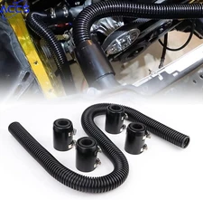 48" Stainless Steel Radiator Flexible Coolant Water Hose w/ Caps Kit Universal