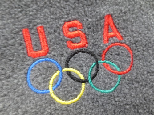 Vintage USA Olympics Jacket Mens Large Gray Polyester Fleece Full Zip Pockets * - Picture 4 of 14