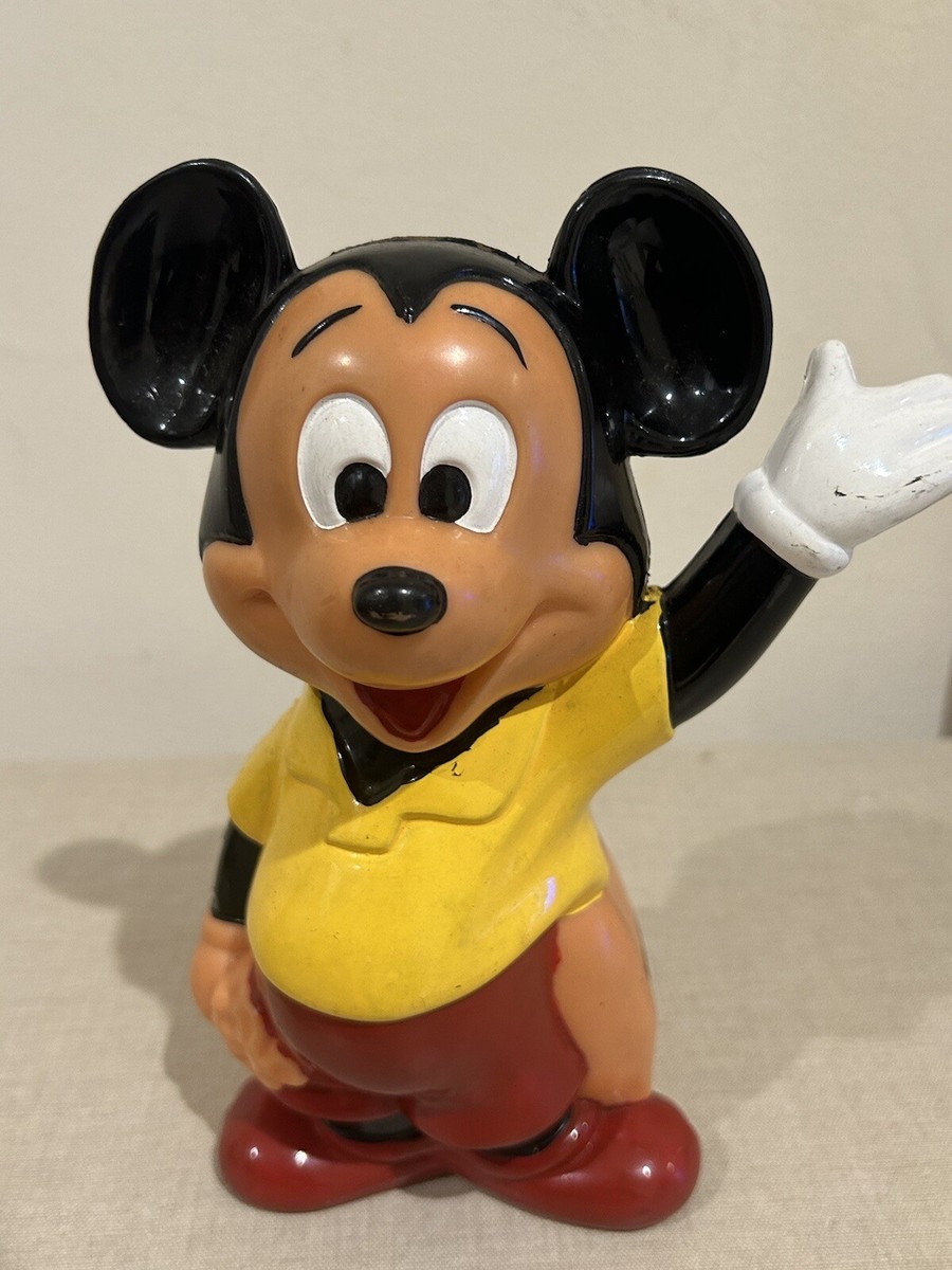 Vintage Chartered Bank plastic Micky Mouse piggy bank Made in Hong