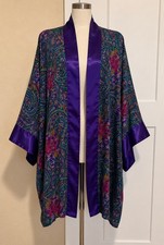 Vintage Victorias Secret Gold Label Kimono Paisley Satin Floral Purple One Size