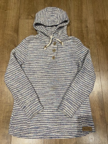 Weird Fish Hoodie Size UK 12 Women's 1/4 Button Hooded Jumper Cotton Blend - Picture 1 of 24
