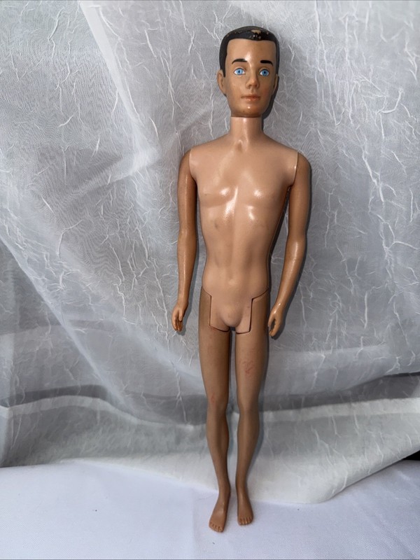VTG 1961 1962 Mattel Ken Doll Molded Brunette Hair MCMLXI Pat Pend Script Logo.