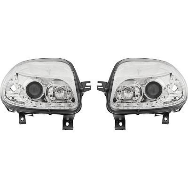 Scheinwerfer Passend FüR Set Renault Clio Baujahr 1998-2001 Klarglas/Chrom-image