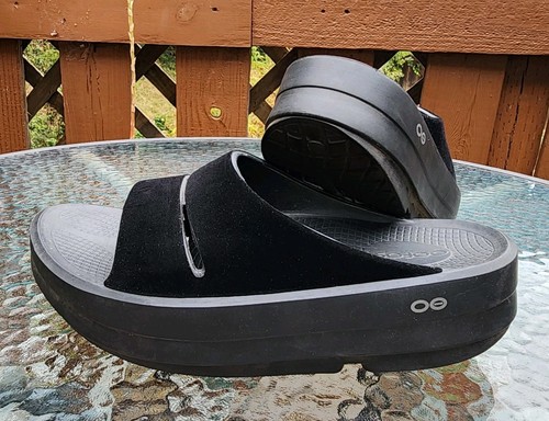 OOFOS Sandals Women's 9 EU 40 Black OOmega OOahh Posh Casual Recovery Slide
