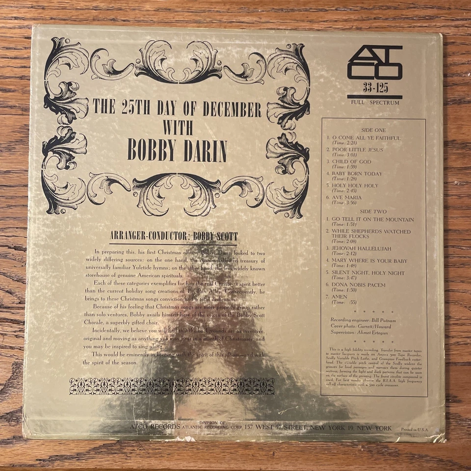 RARE The 25th Day Of December With Bobby Darin Christmas LP ATCO Mono Foil VG- - Image 4 of 4