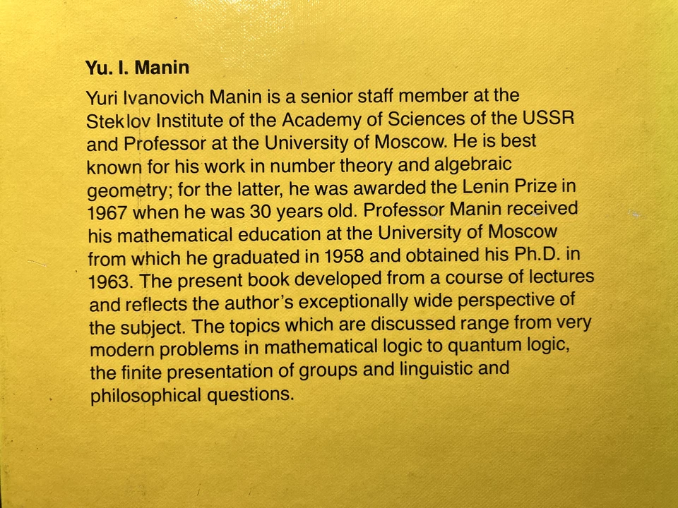 Manin - A Course in Mathematical Logic (1st edition) - Image 2 of 2