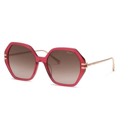 NEW!!! Chopard SCH370M 07AK Transparent Red Ice Cube Sunglasses, Authentic