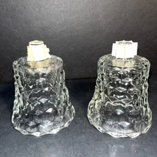 Vtg Homco Clear Glass Cube Cubist Peg Votive Candle Holder Cup 2 W/ Grommets